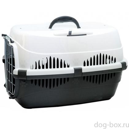 Переноска для животных "Спутник-2", 33*49*32см, темно-серая с белым-0