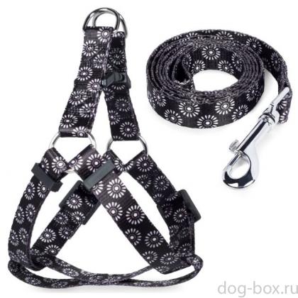 Комплект шлейка 1*26-35см и поводок 1*120см, "Графит"-0