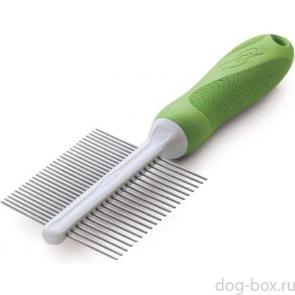 Расческа для животных двухсторонняя "Премиум", 6,8*20,4 см-0
