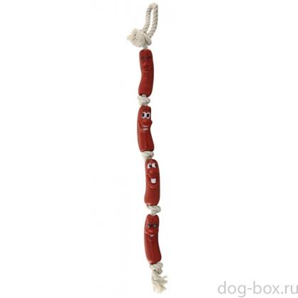 Игрушка для собак. Верёвка "Четыре сосиски" 58см (0252XJ)-0