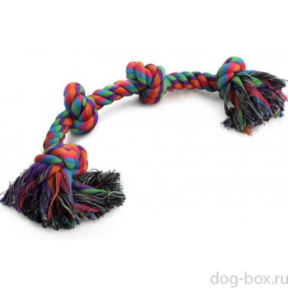 Игрушка для собак. Верёвка цветная "Четыре узла" 43см (0038XJ)-0