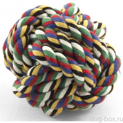 Игрушка для собак. Верёвка цветная "Мяч" 5 см  (300CQ)-0