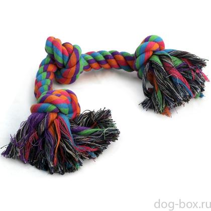 Игрушка для собак. Верёвка цветная "Три узла" 27см (0041XJ)-0