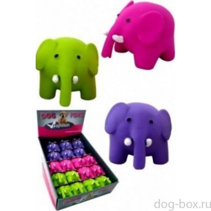 Латексная игрушка для собак "Цветные слоники", 8,5 см,-0