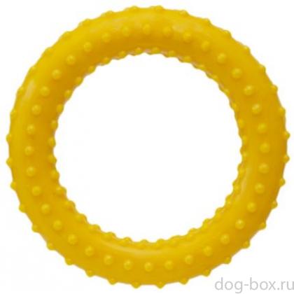 Игрушка для собак "Кольцо" с шипами, желтое, 17см-0