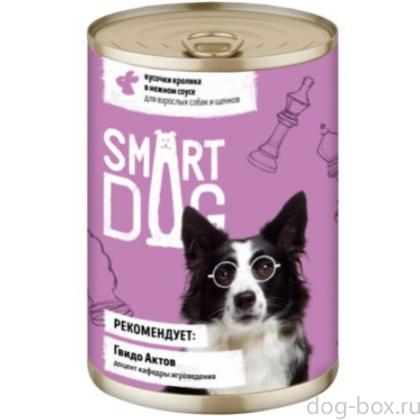 Консервы для взрослых собак и щенков кусочки кролика в нежном соусе-0