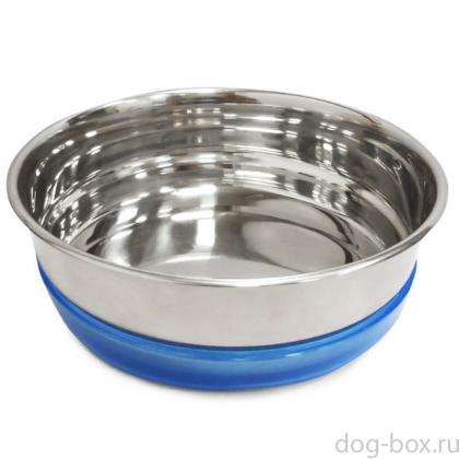 Миска металлическая с синей резинкой, 0,49л-0