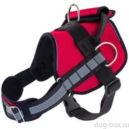 Шлейка для служебных собак тяговая "Kombo" (шея 55-77см, грудь 85-110см), красная-0