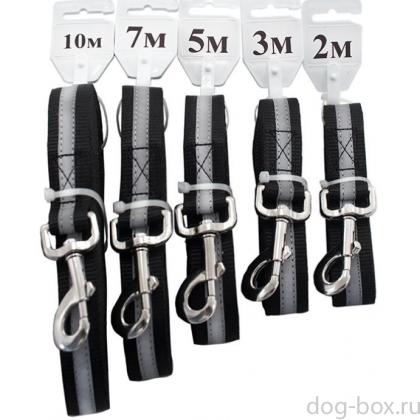 Светоотражающий поводок Титан черный 25мм*2,0м-0