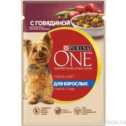 Паучи для взрослых собак малых пород с говядиной, картофелем и горохом в подливе "Взрослая"-0