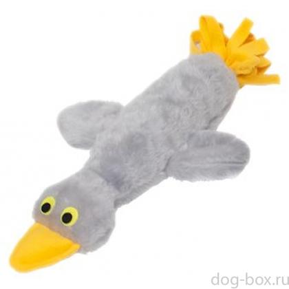 Игрушка для собак "Утка", бутылка с пищалкой, 40 см, серая-0
