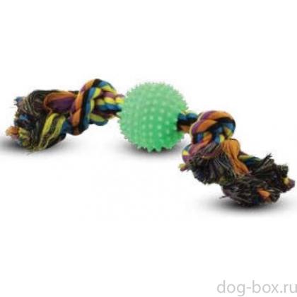 Верёвка цветная "Два узла" с мячом игольчатым 17 см (0057XJ)-0