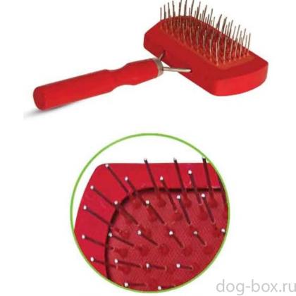 Щетка-пуходерка редкая с деревянной ручкой, 10*17 см (411) -0