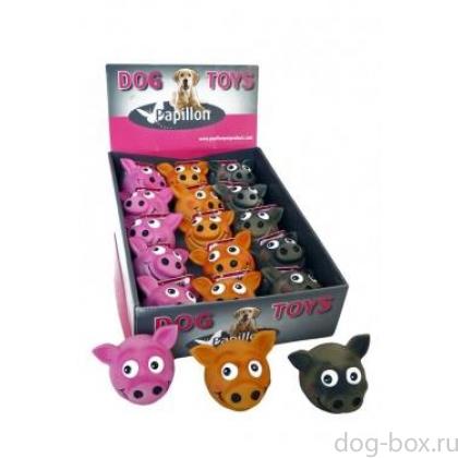 Игрушка для собак "Хрюшка-хохотушка", латекс, 8см (Smiling face) -0