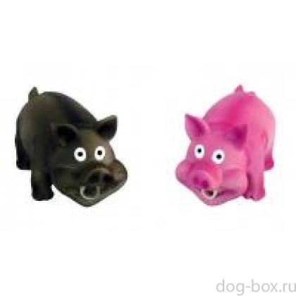 Игрушка для собак "Пищащий поросенок", латекс, 16см (Grunting smiling pig) -0