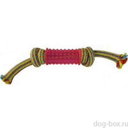 Игрушка для собак"Плетеная веревка с пластиковой гантелькой", 24см / 60 - 65 гр-0