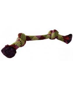 Игрушка для собак "Плетеная цветная с двумя узлами", 33 см/  150 - 160 гр