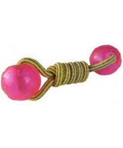 Игрушка для собак "Плетеная гантелька с двумя шариками", 17 см /100 - 110 гр