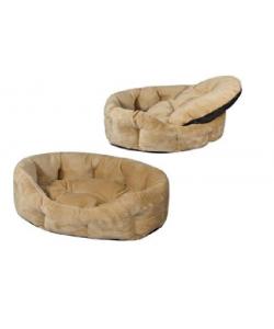 Лежак овальный пухлый с подушкой бежевый