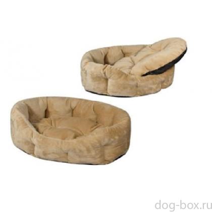 Лежак овальный пухлый с подушкой бежевый-0