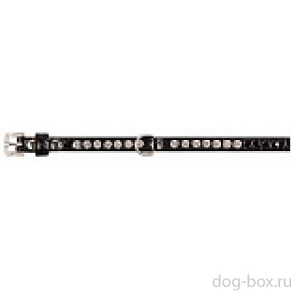 Ошейник черный из искусственной кожи  со стразам для собак, XS, 1*18-23см (5624201)-0