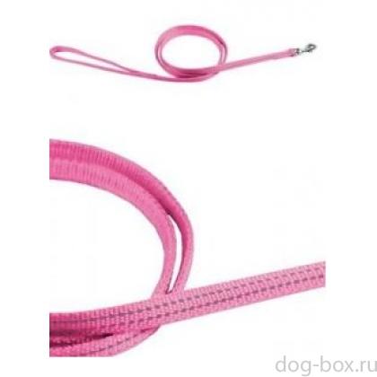 Светоотражающий поводок, нейлон 20мм-120см, розовый (Reflective nylon lead)-0