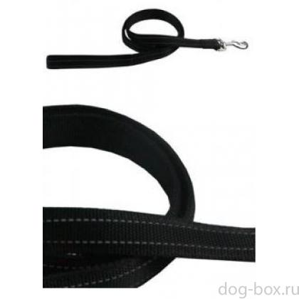 Светоотражающий поводок, нейлон 20мм-120см, черный (Reflective nylon lead)-0