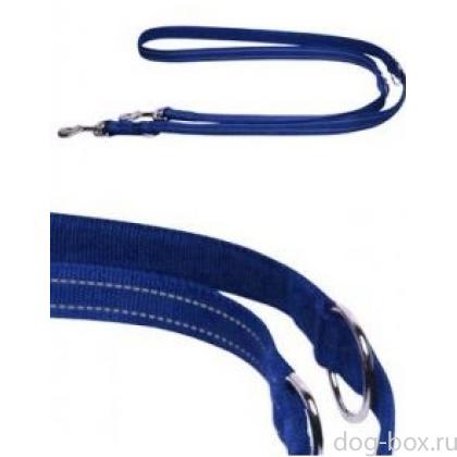 Светоотражающий тренировочный поводок 20мм-200см, синий (Reflective nylon training lead)-0