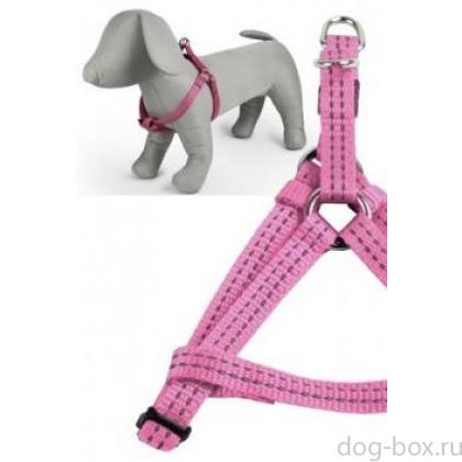 Светоотражающая шлейка, нейлон 20мм-50-65см, розовая-0